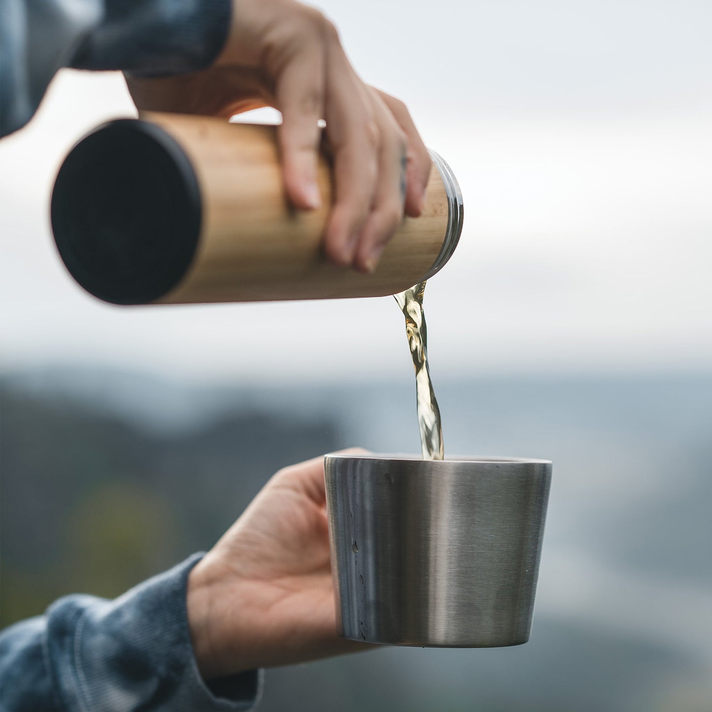 Bamboo thermos bottle