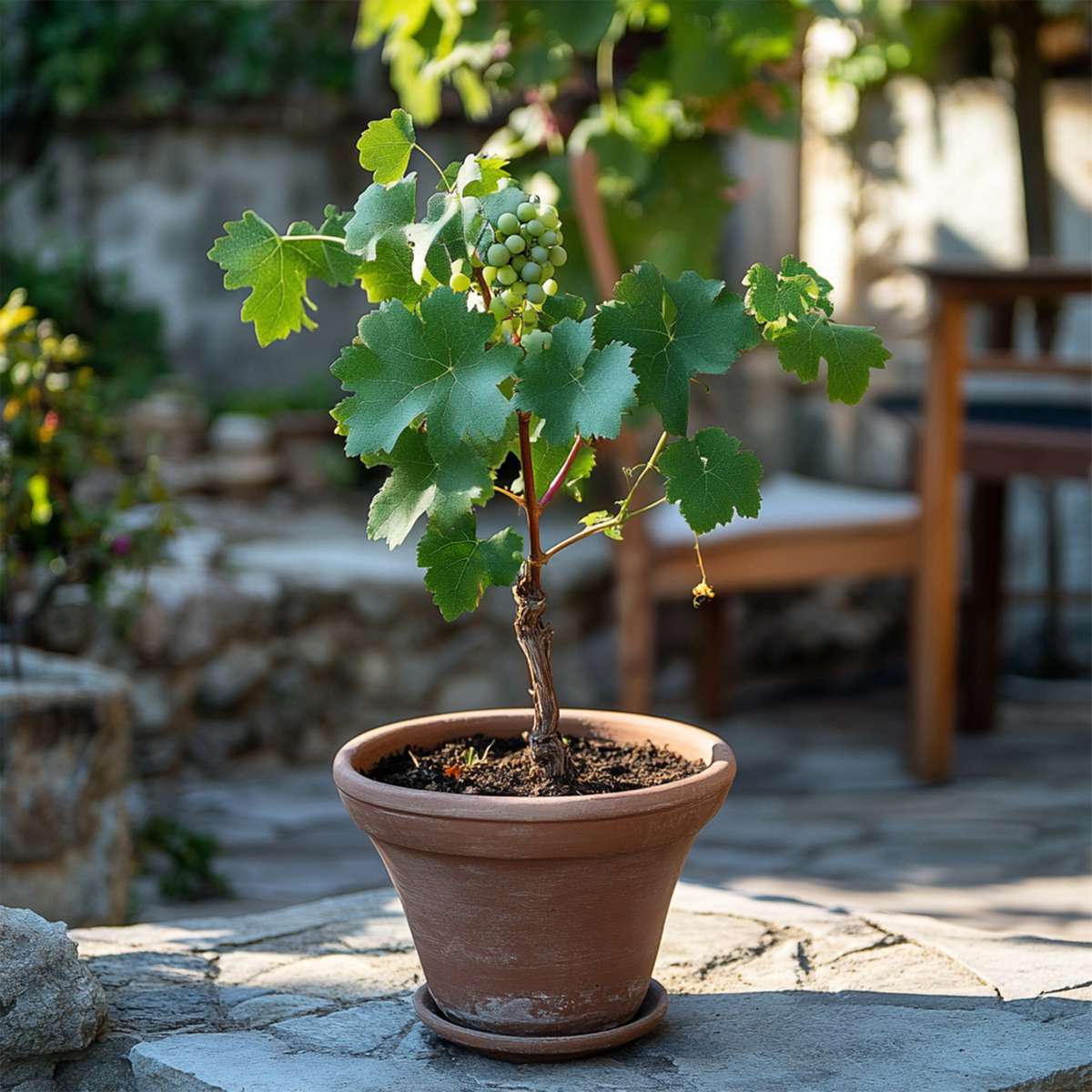 Vite – Vitis Vinifera 'Himrod' – Altezza 60–75 cm – Ø21 cm – Uva da tavola bianca con frutti dolci, giallo oro – Vite robusta e autoimpollinante – Pianta da frutto resistente per giardino e patio