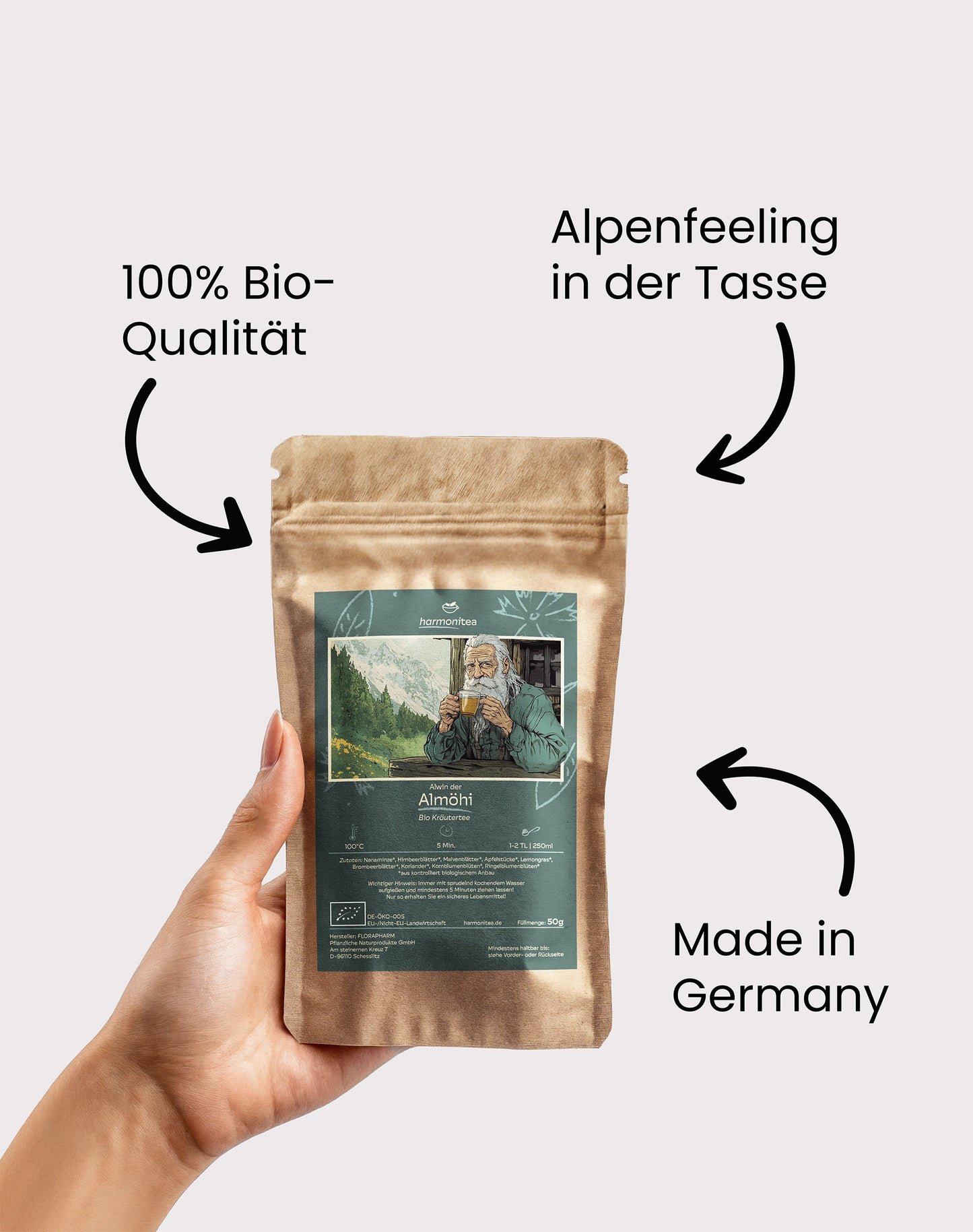 Alwin the Alm-Öhi, herbal tea with spearmint