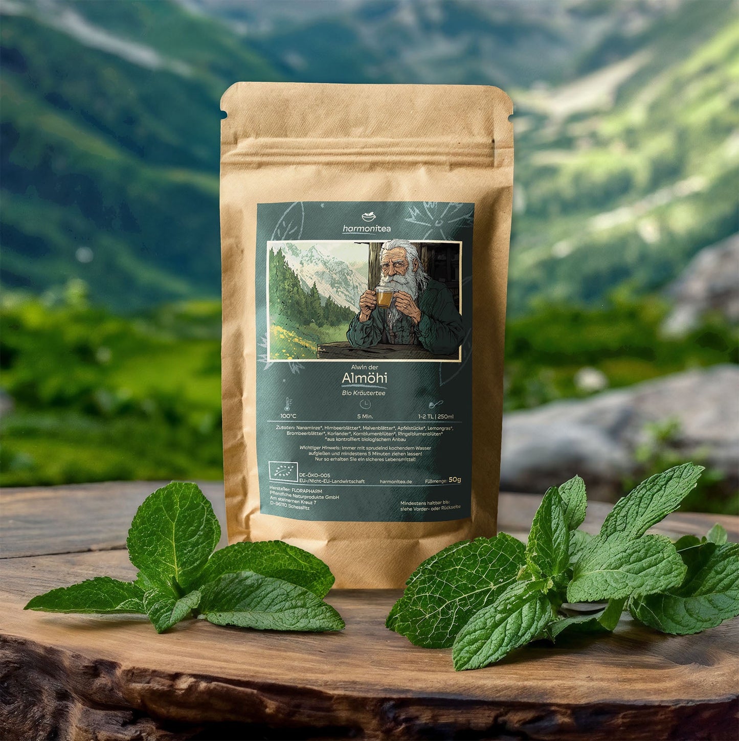 Alwin the Alm-Öhi, herbal tea with spearmint