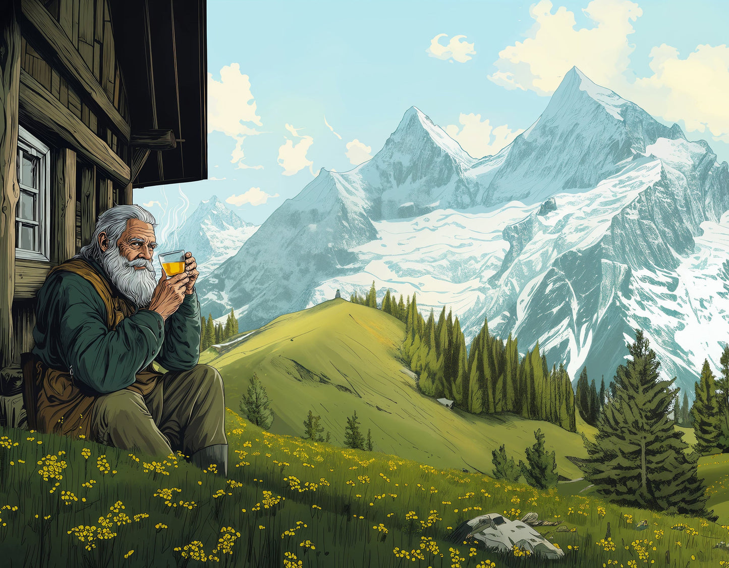 Alwin the Alm-Öhi, herbal tea with spearmint