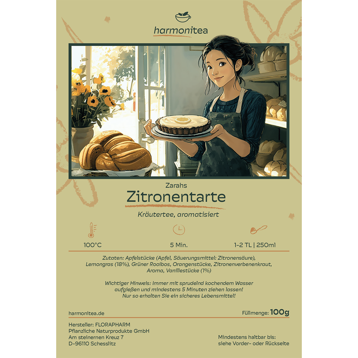 Crostata al limone di Zarah, tè alla vaniglia e citronella