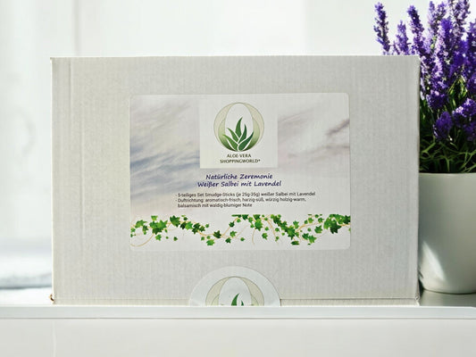 Smudge set "Natural Ceremony - White Sage with Lavender", 5 smudge sticks, each 25g-35g