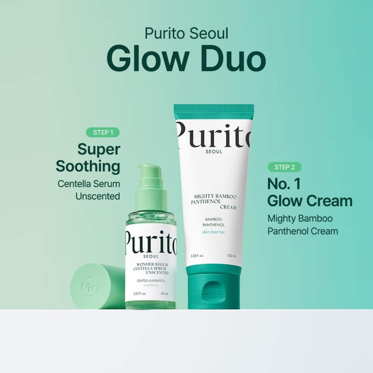 Purito Seoul Glow Duo – Centella Serum 60 ml &amp; Mighty Bamboo Panthenol Cream 100 ml