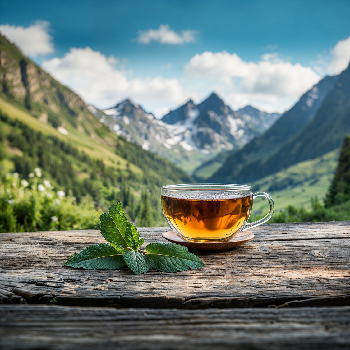Alwin the Alm-Öhi, herbal tea with spearmint